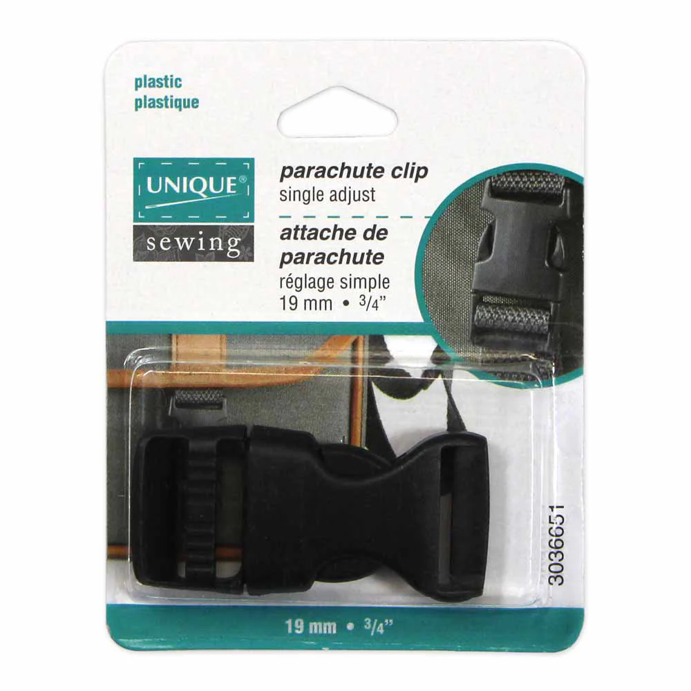 UNIQUE SEWING Parachute Buckle - Plastic - 19mm (¾") - Black