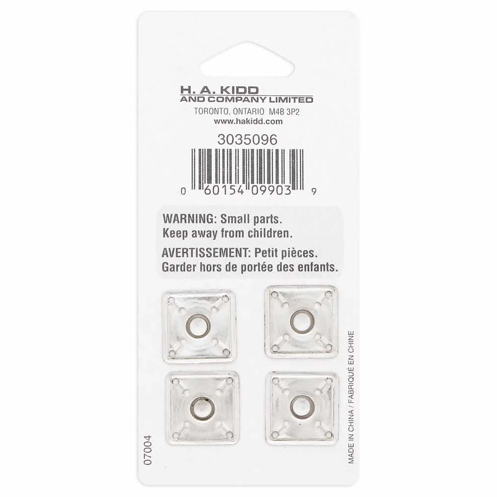 UNIQUE SEWING Square Snap Fasteners - 14mm (½") - Silver - 4 sets - Image 3