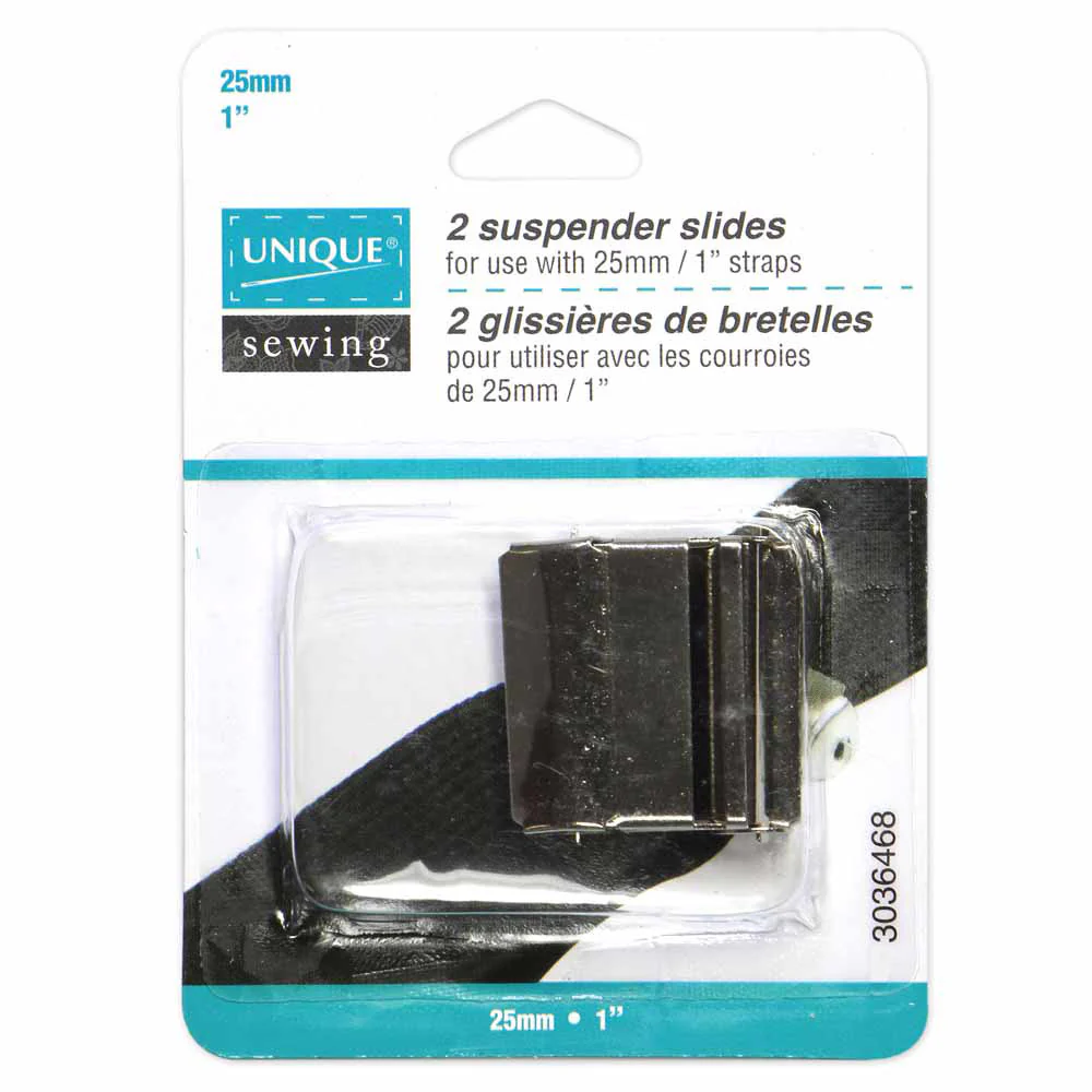 UNIQUE SEWING Suspender Slides - Silver - 2 pcs - 25mm (1")
