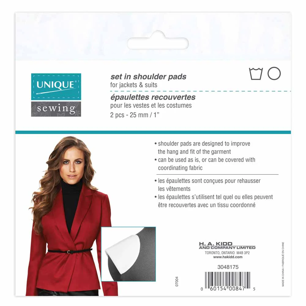 UNIQUE SEWING Shoulder Pads Extra Large Black - 25mm (1") - 2pcs