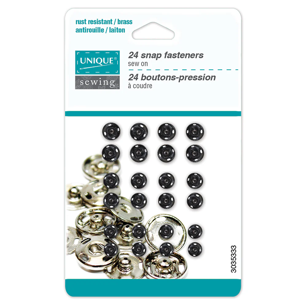 UNIQUE SEWING Snap Fasteners Assortment Black - 5mm, 6mm, 7mm - 24 sets
