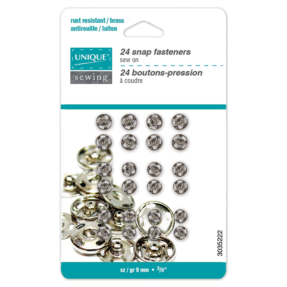 UNIQUE SEWING Snap Fasteners Assortment Nickel - size 5mm, 6mm, 7mm - 24 sets