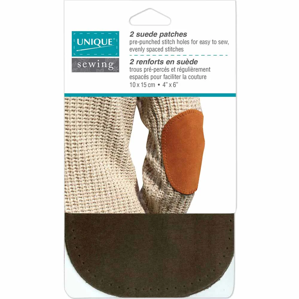 UNIQUE SEWING Suede Patch Brown - 10 x 15cm (4" x 6") - 2pcs
