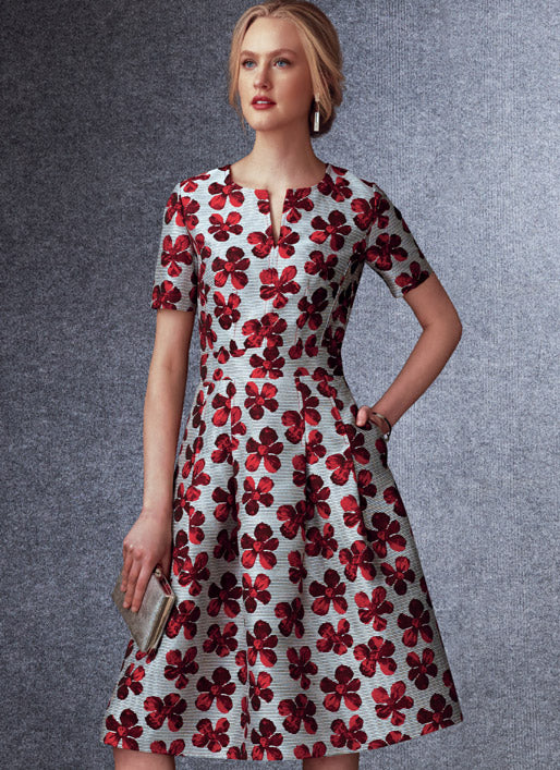 V1737 Misses' Fit-And-Flare Dresses with Waistband and Pockets (size: 14-16-18-20-22) - Image 2