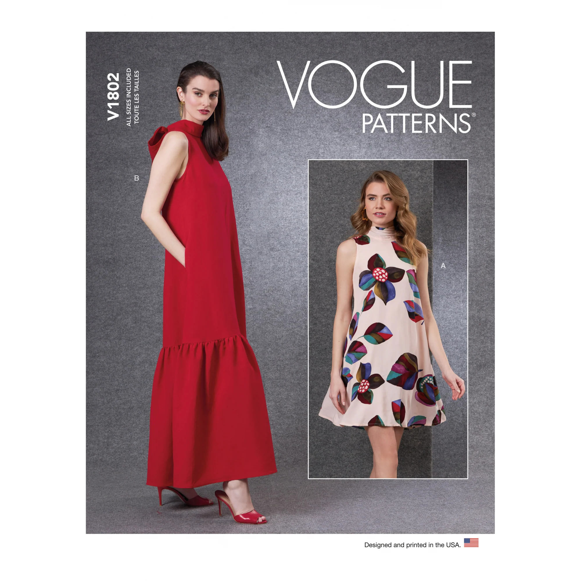V1802 Misses' Dresses (XS-S-M-XL-XXL)