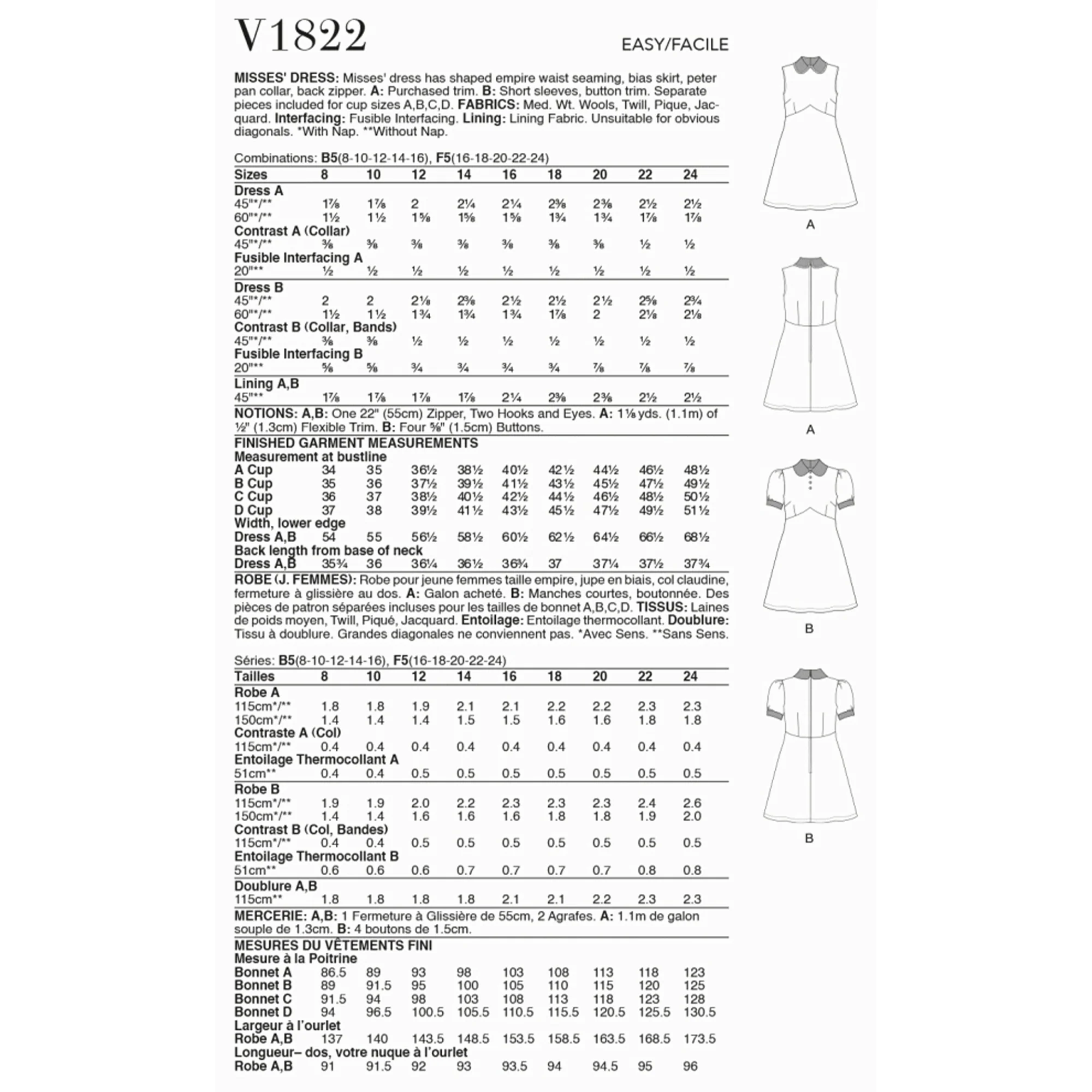 V1822 Misses' Dress - Image 2