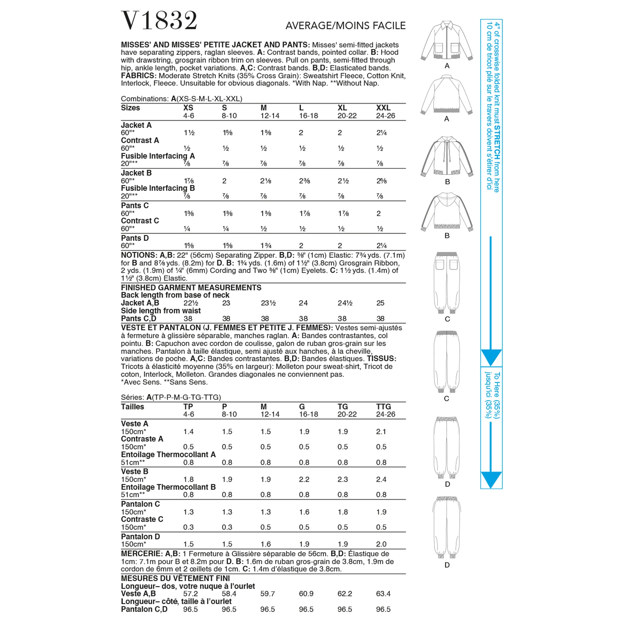 V1832 Misses' and Misses' Petite Jacket and Trousers - Image 2
