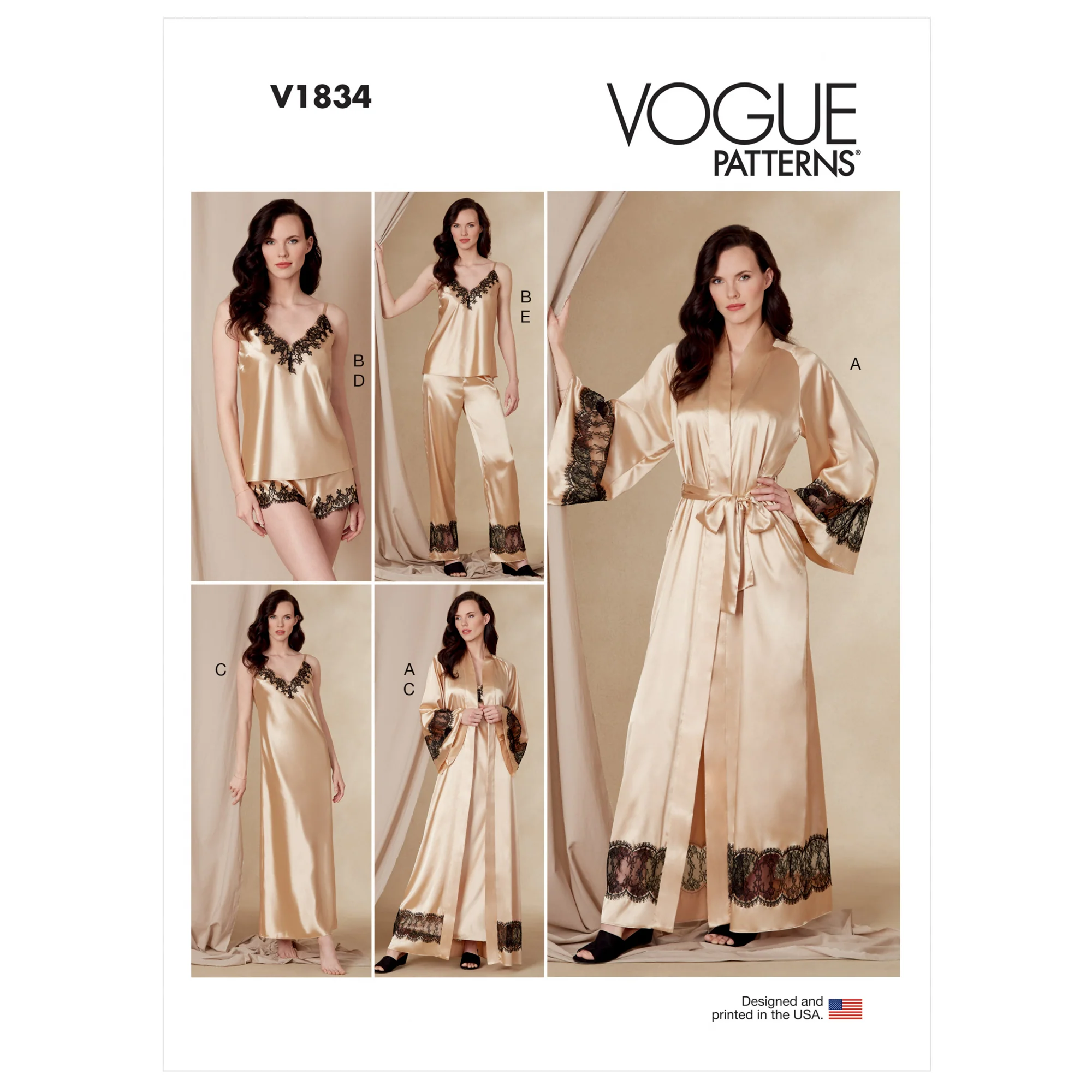 V1834 Misses' and Misses' Petite Robe, Belt, Camisole, Slip, Shorts and Trousers (16-18-20-22-24)