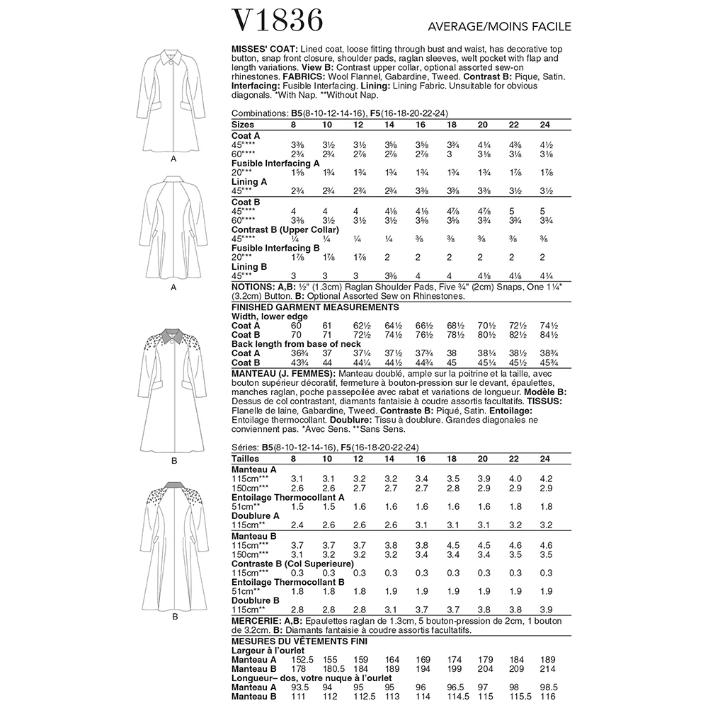 V1836 Misses' Coat - Image 2