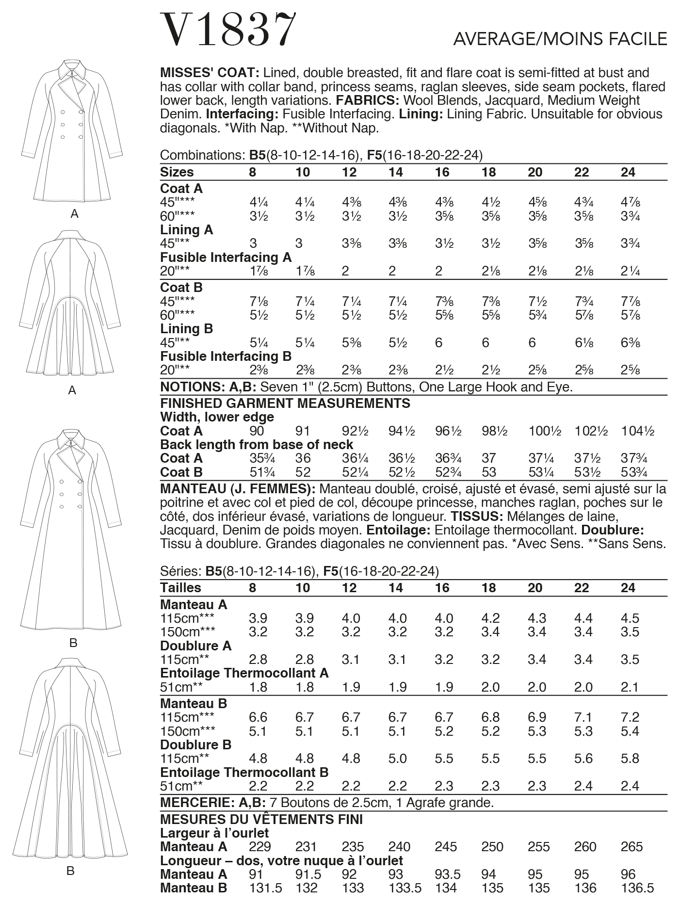 V1837 Misses' Coat - Image 2