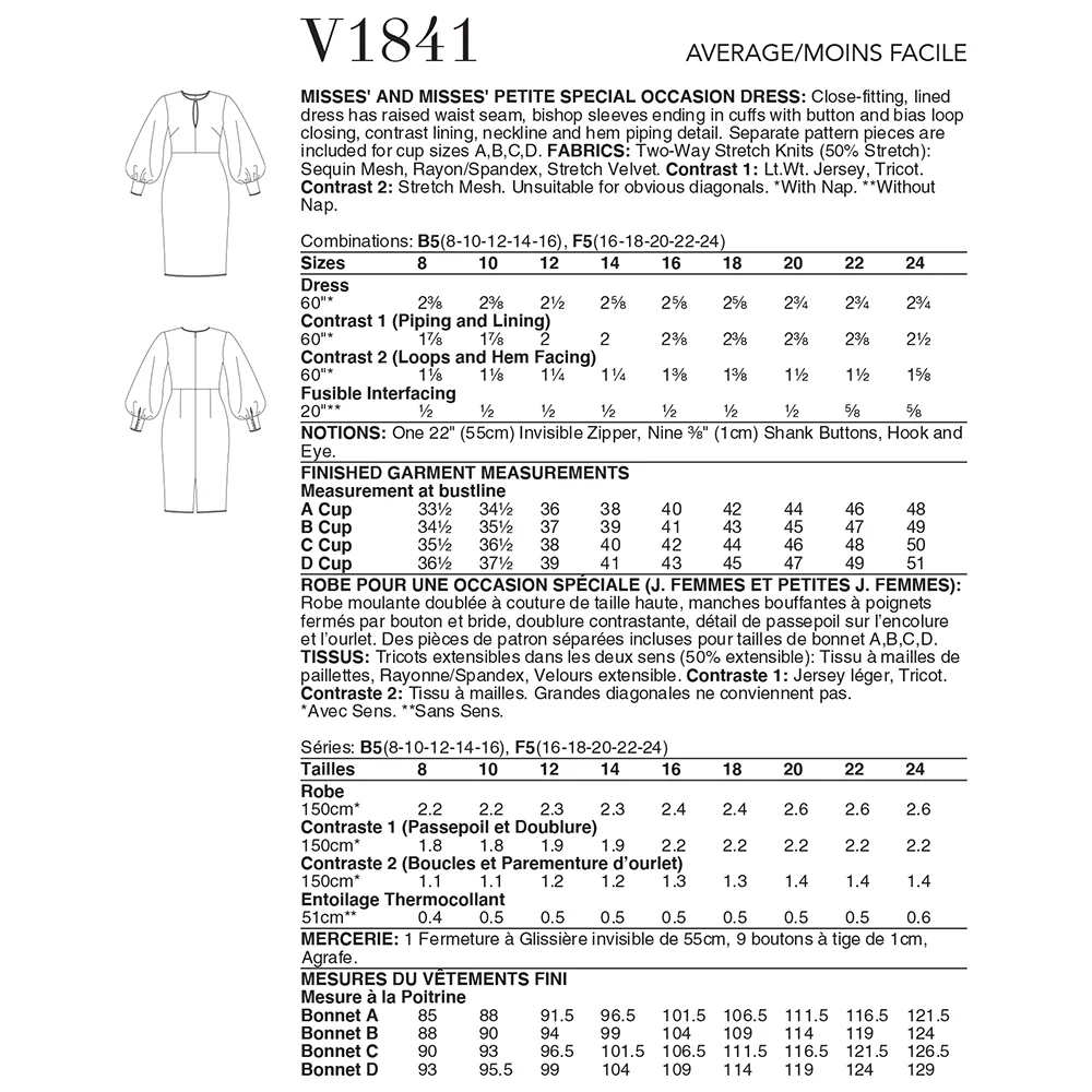 V1841 Misses' and Misses' Petite Special Occasion Dress (16-18-20-22-24) - Image 2