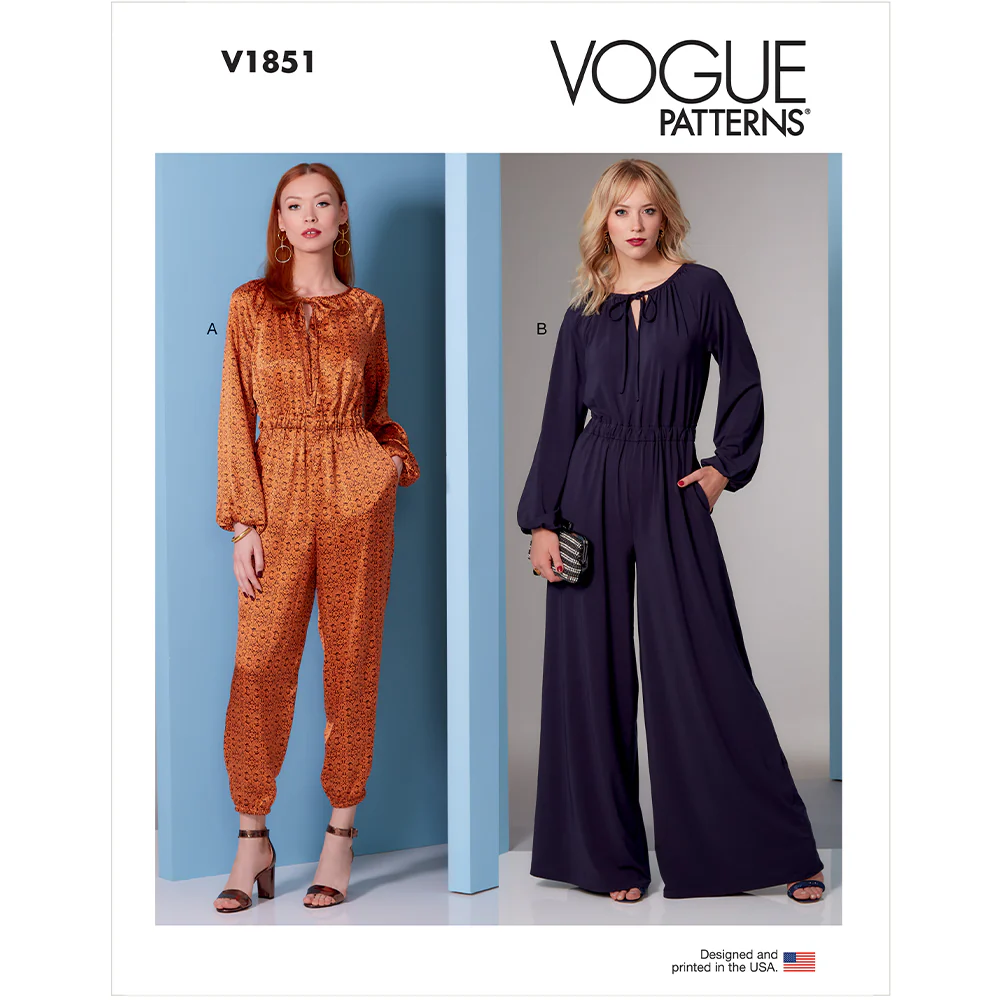 V1851 Misses' and Misses' Petite Jumpsuit (XS-S- M-L-XL)