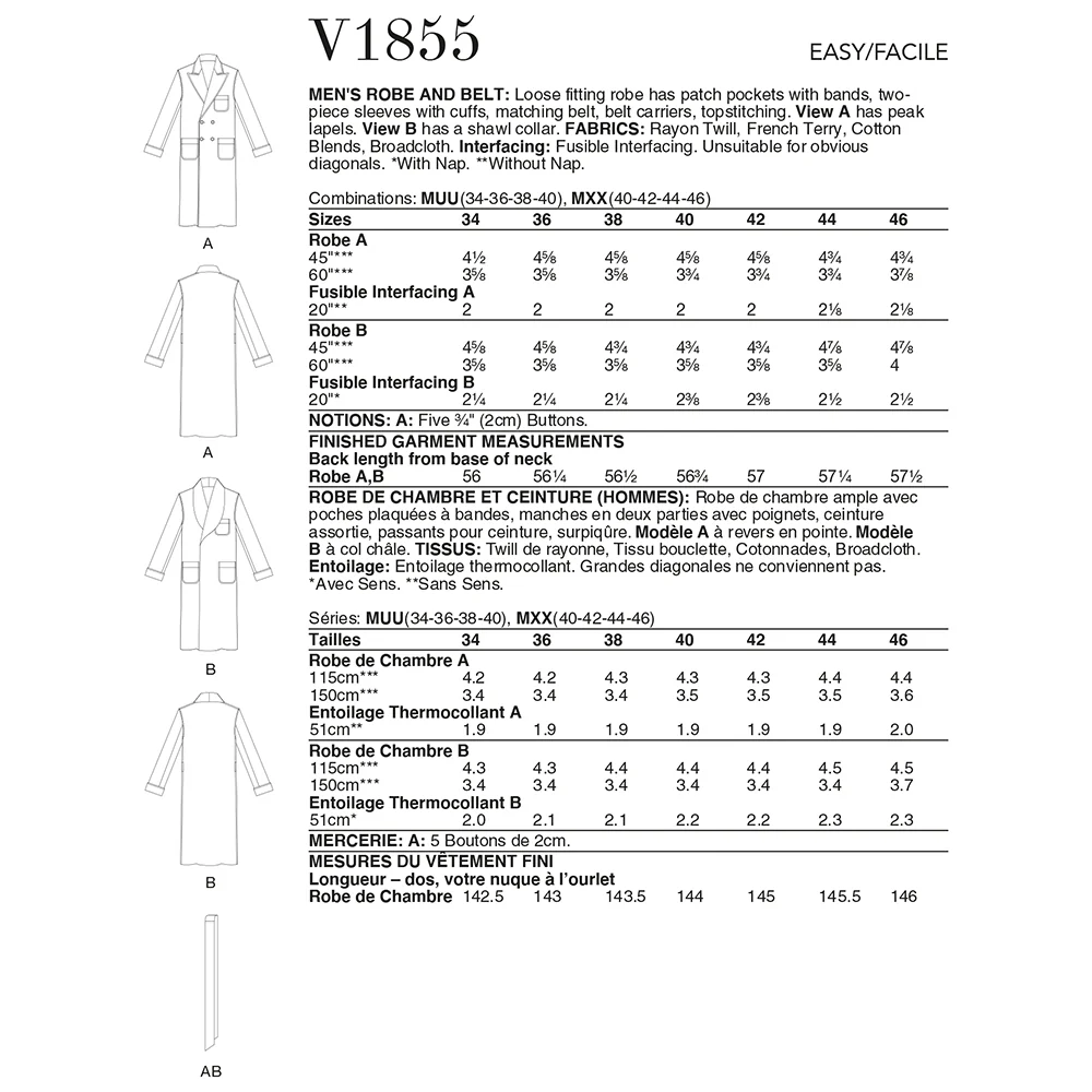 V1855 Men's Robe and Belt (40-42-44-46) - Image 2