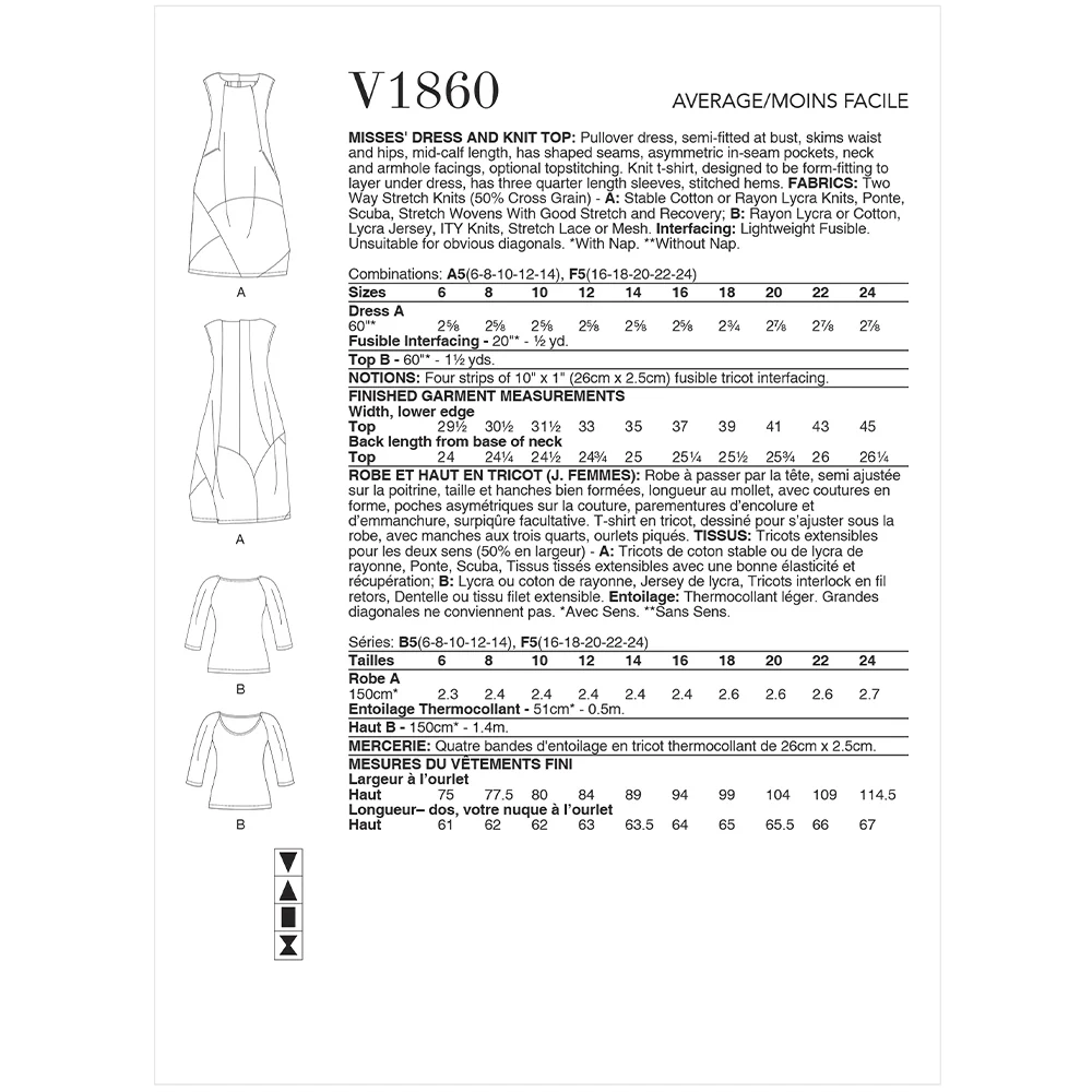 V1860 Misses' Dress and Knit Top (16-18-20-22-24) - Image 2