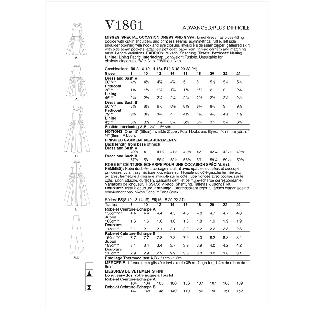 V1861 Misses' Special Occasion Dress and Sash (16-18-20-22-24) - Image 2