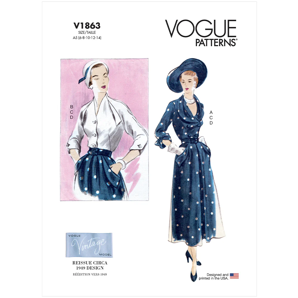 V1863 Misses' Blouse, Skirt and Belt