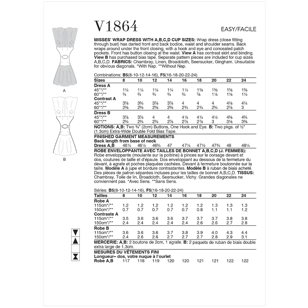 V1864 Misses' Wrap Dress - Image 2