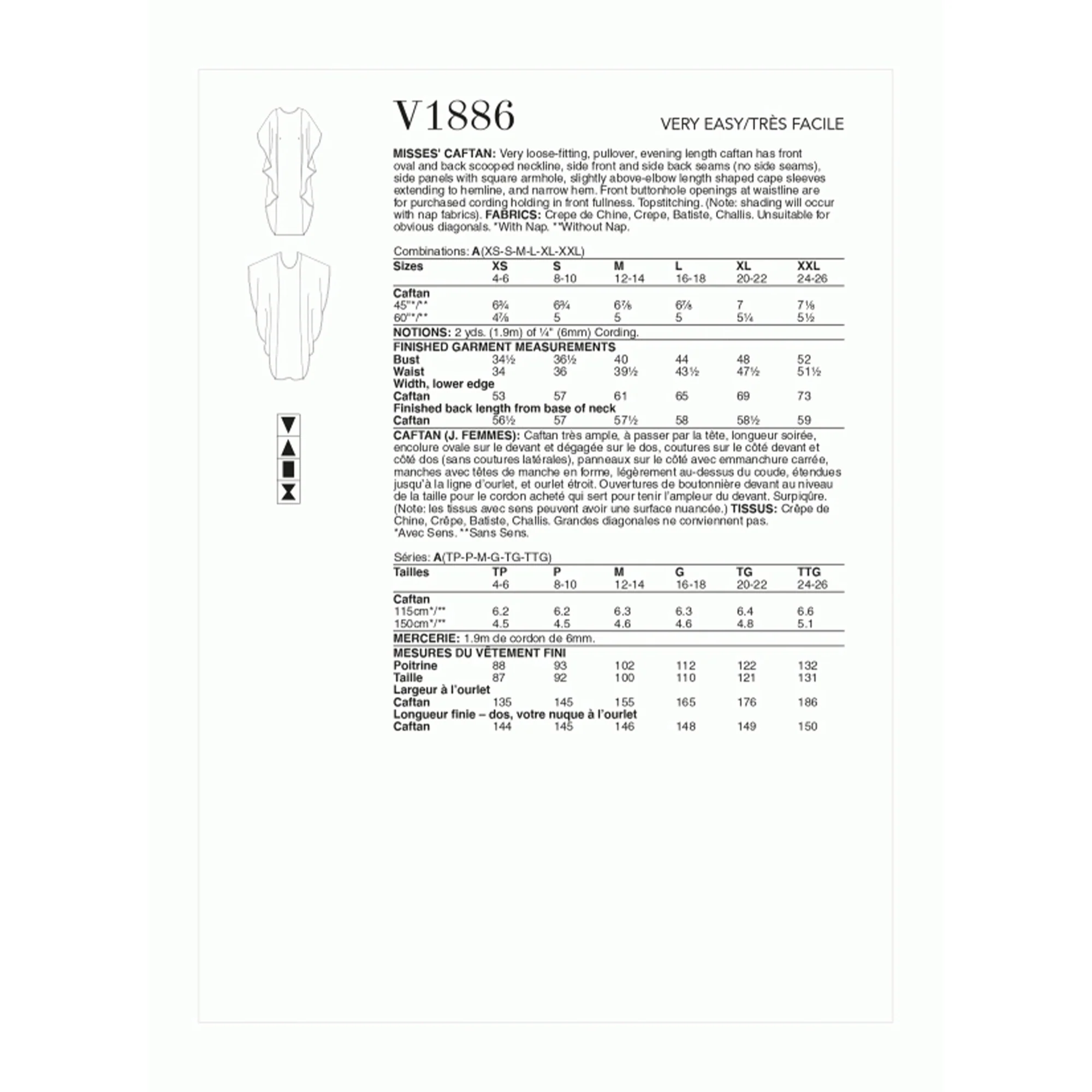 V1886 Misses' Vintage Caftan (XS-S-M-L-XL-XXL) - Image 2