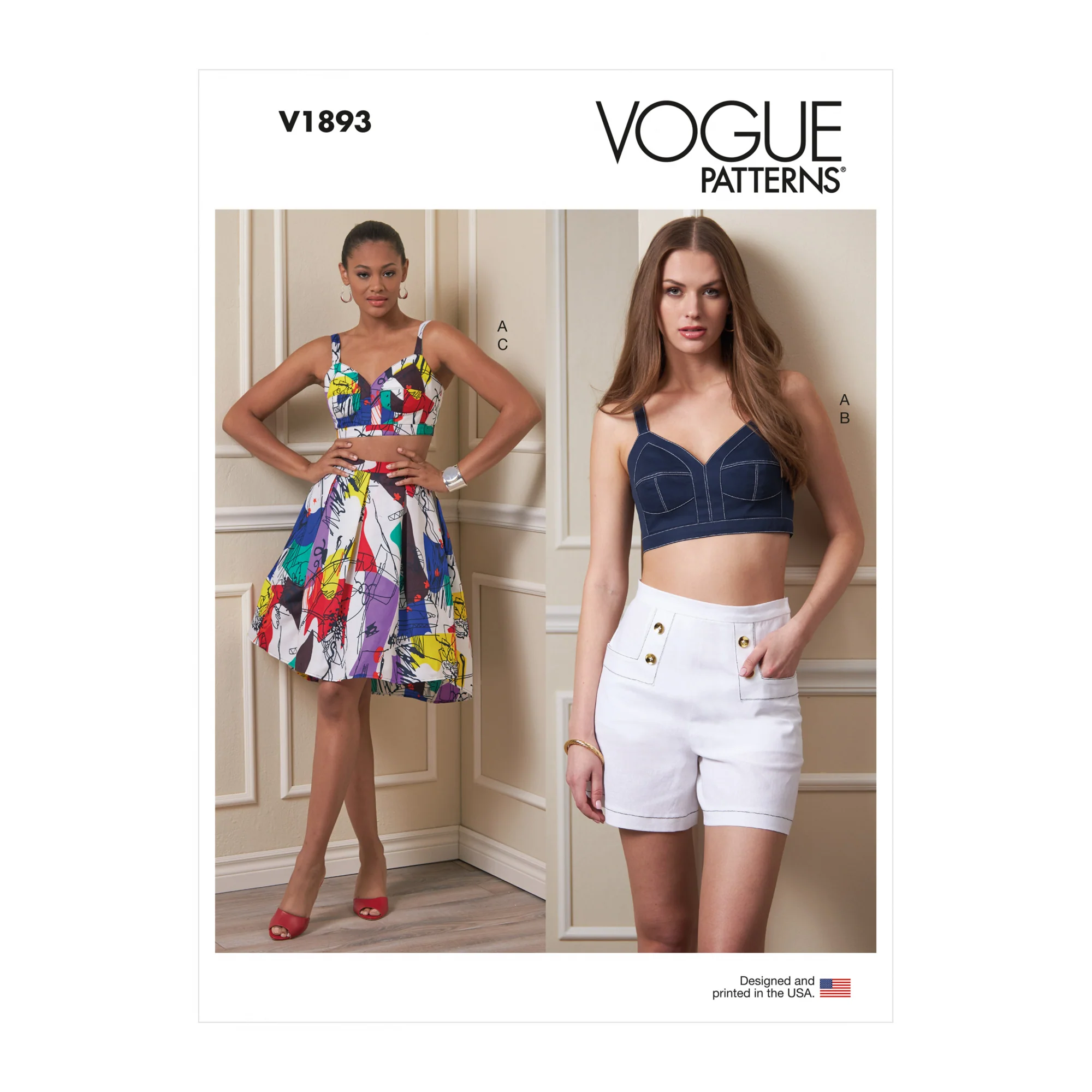 V1893 Misses' Top, Shorts and Skirt (16-18-20-22)