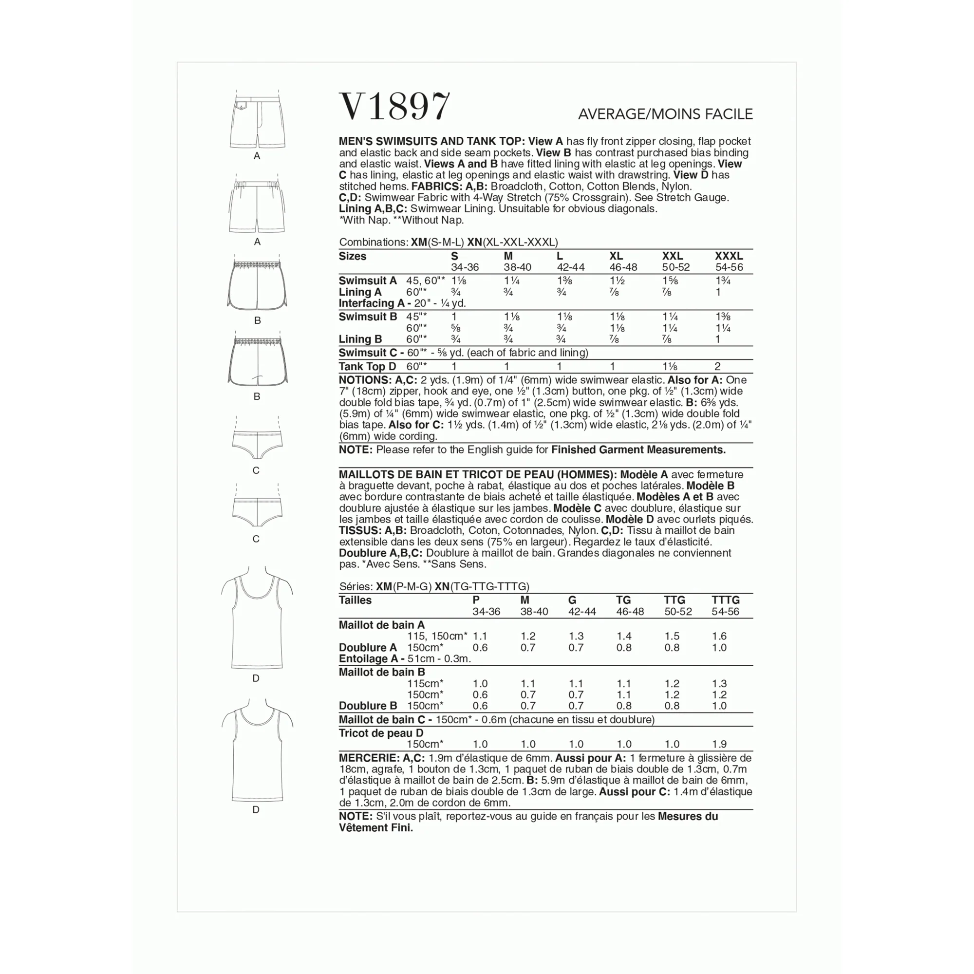 V1897 Men's Swimsuits and Tank Top (XL-XXL-XXXL) - Image 2
