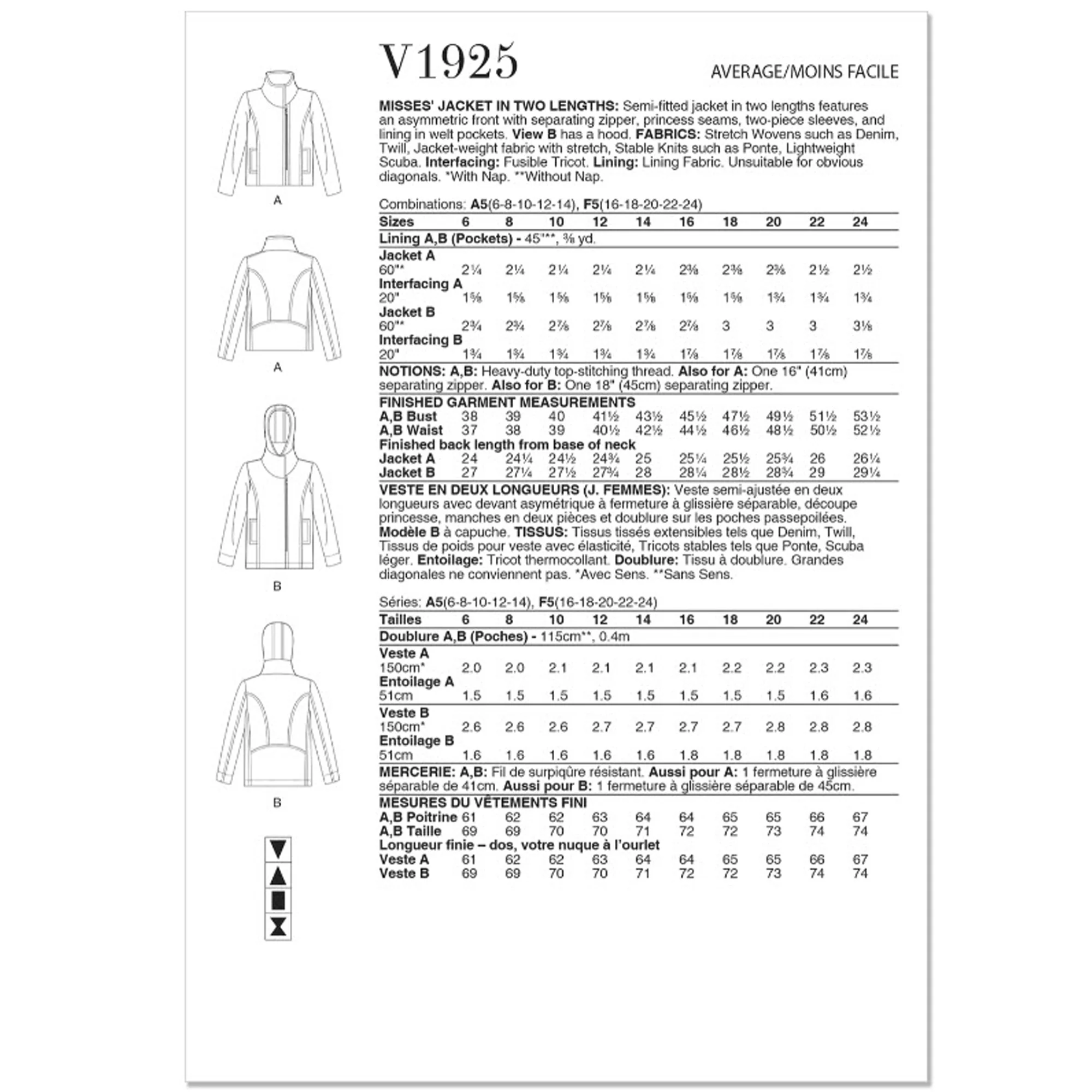 V1925 Misses' Jacket in Two Lengths by Marcy Tilton - Image 2