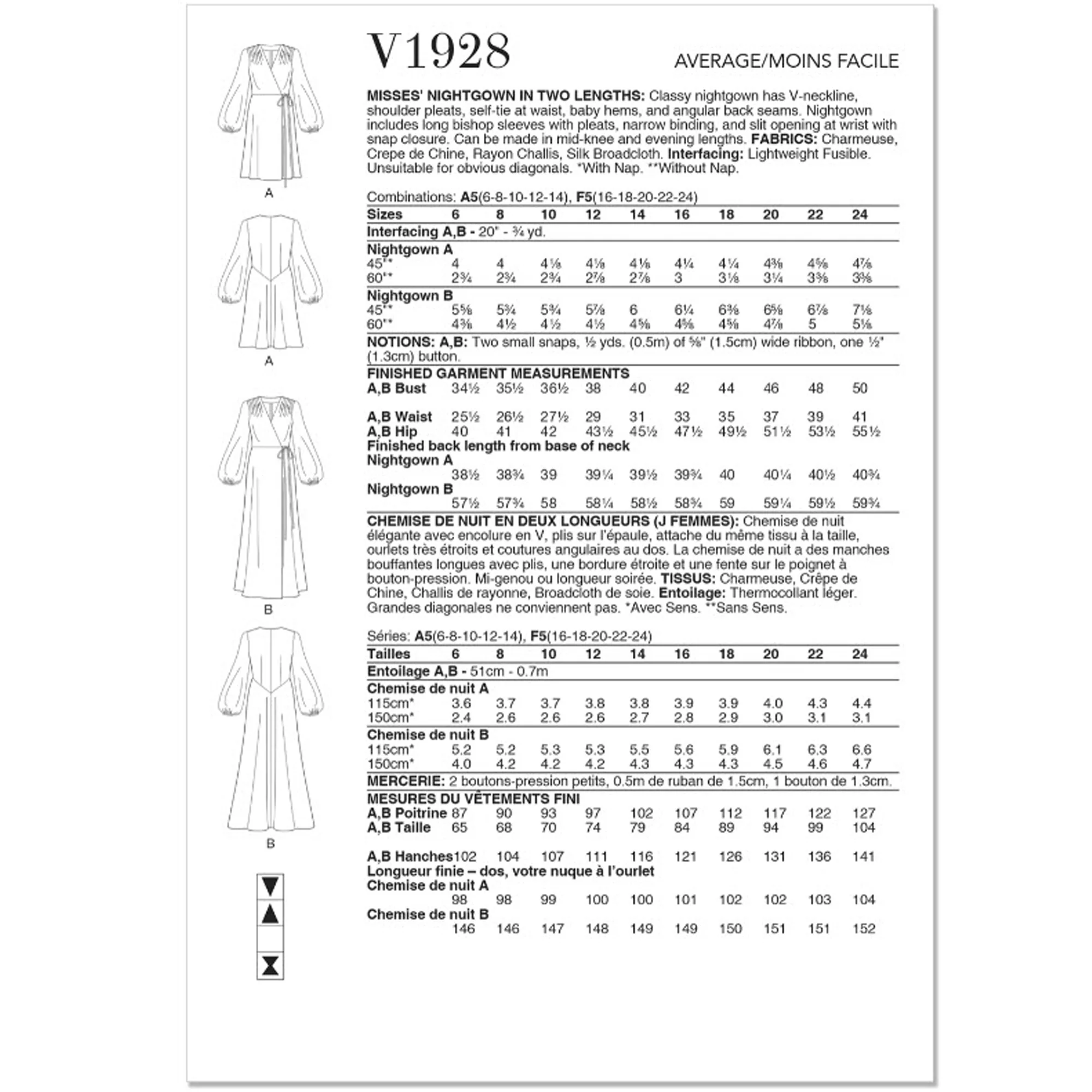 V1928 Misses' Nightgown in Two Lengths - Image 2