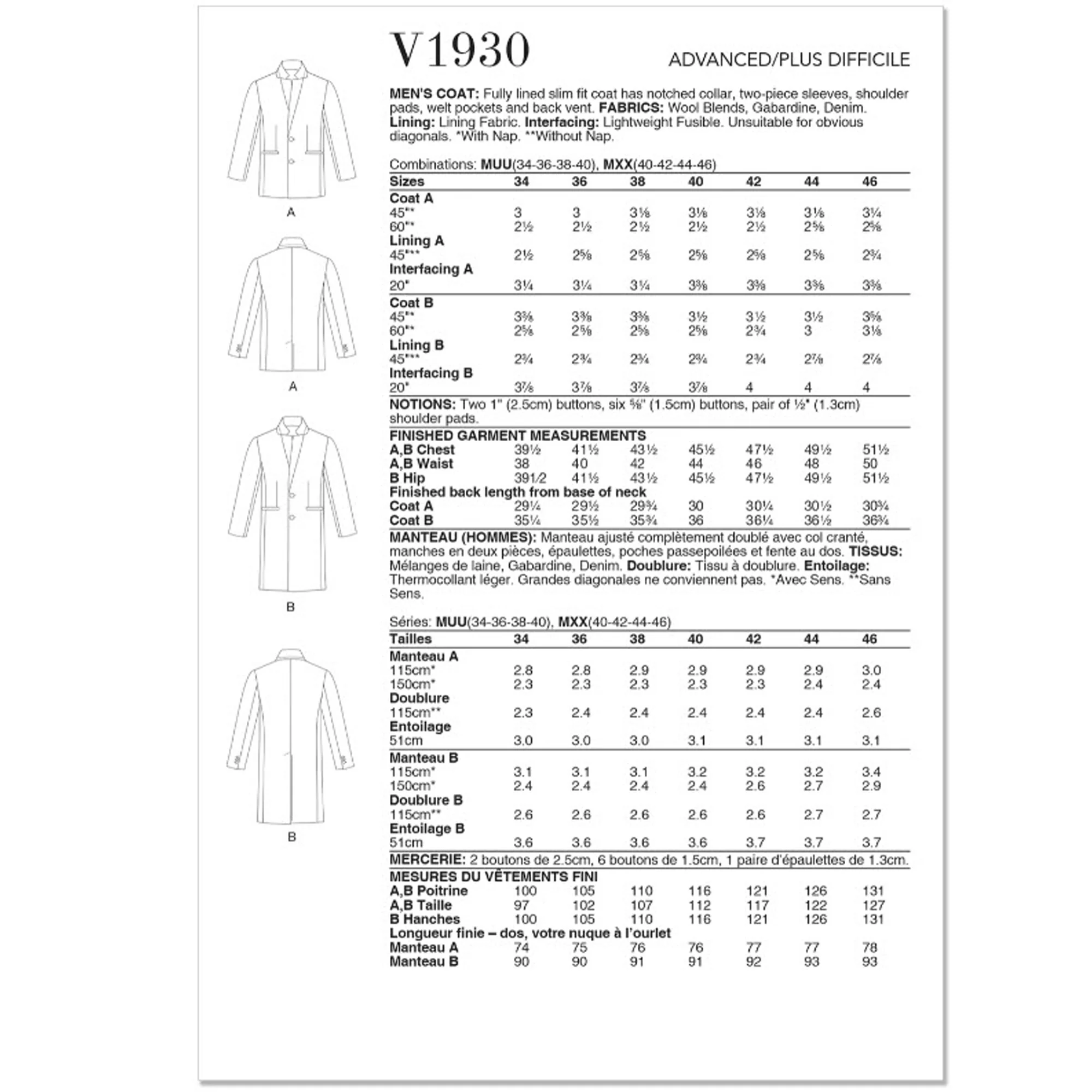 V1930 Men's Coat (40-42-44-46) - Image 2