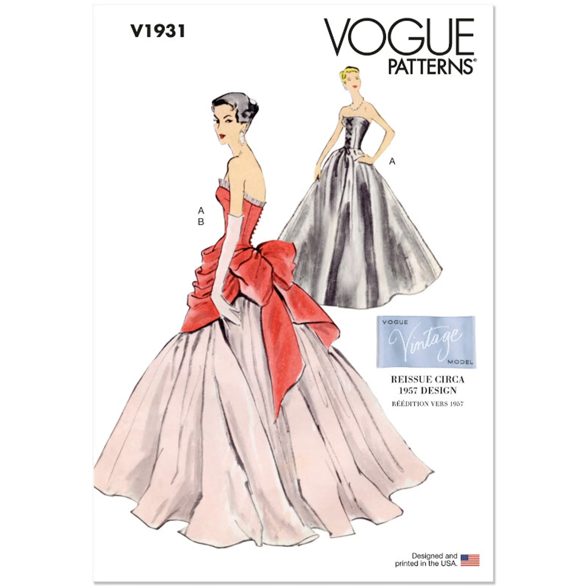 V1931 Misses' Vintage Dress and Overbodice with Pannier