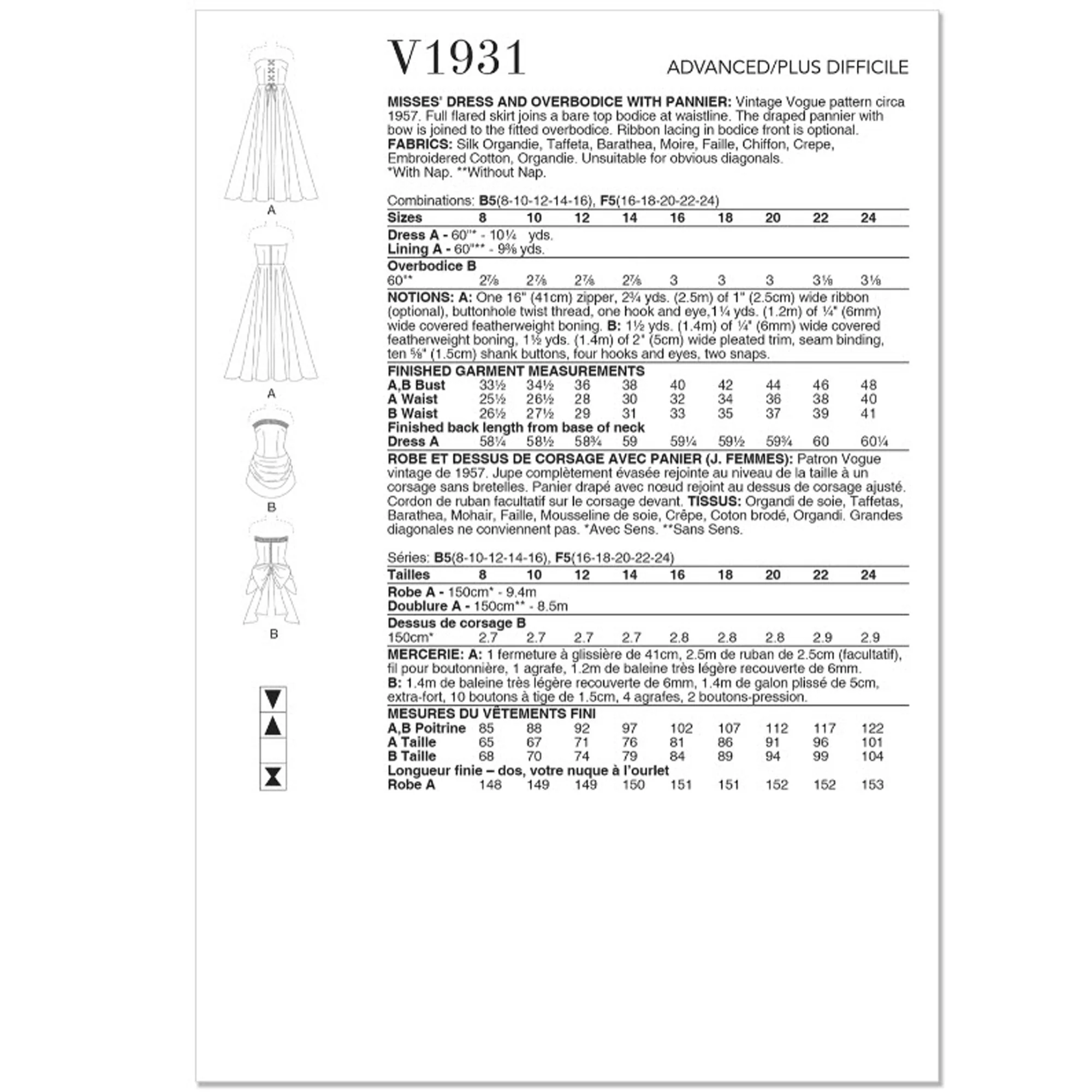 V1931 Misses' Vintage Dress and Overbodice with Pannier - Image 2