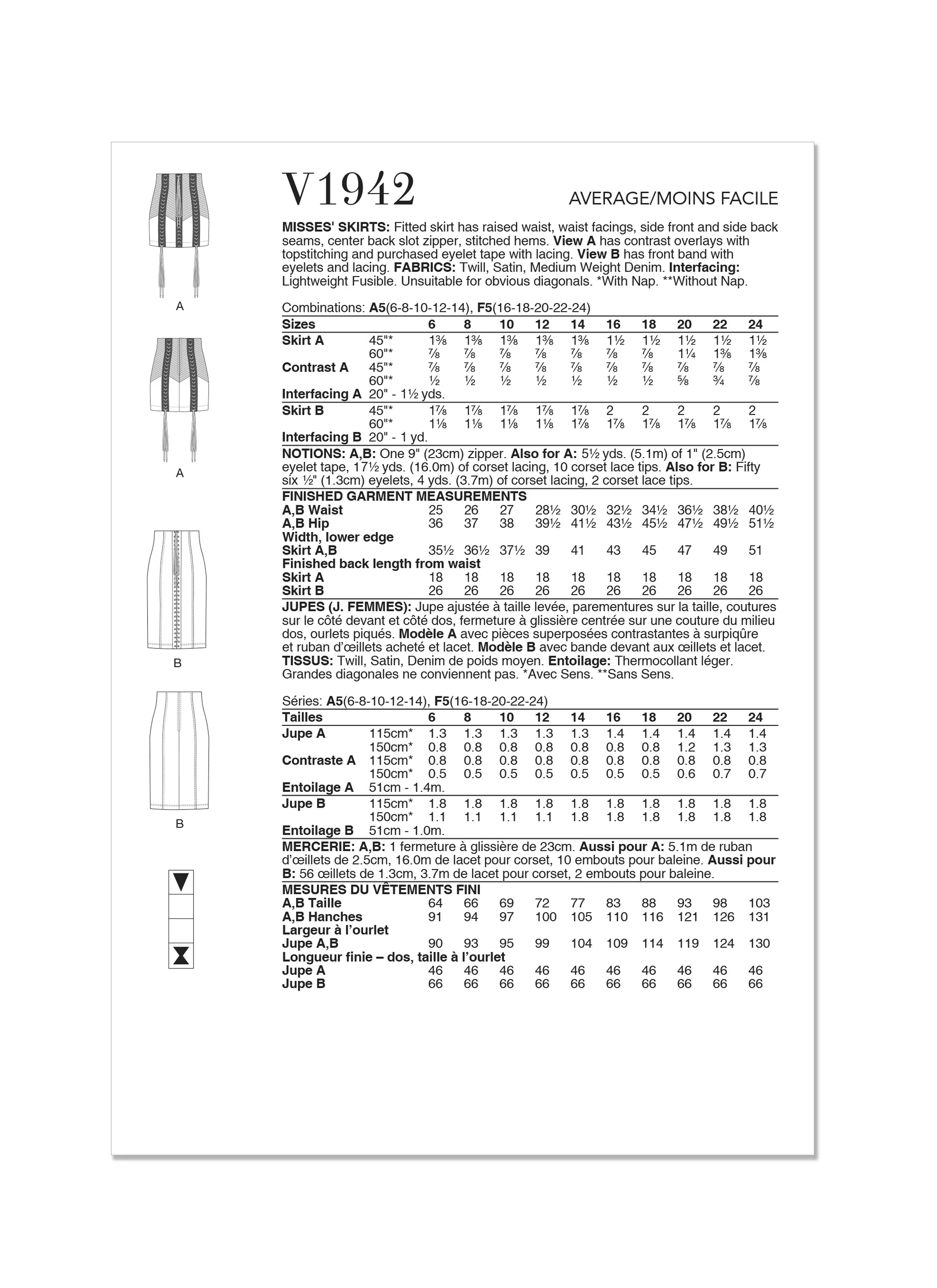 V1942 MISSES' SKIRTS (16-18-20-22-24) - Image 2