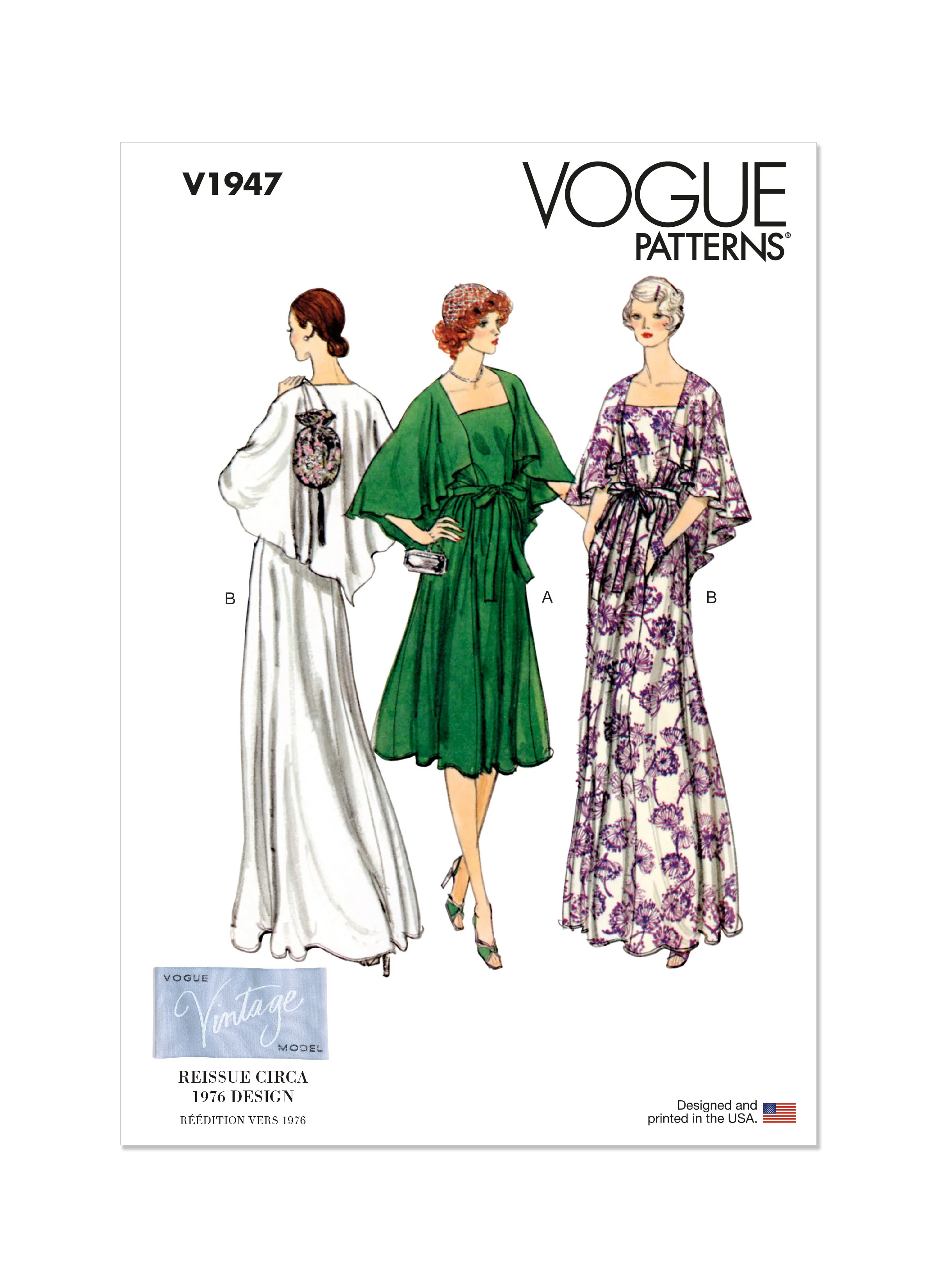 V1947 MISSES' EVENING DRESS VINTAGE 1970'S (18-20-22-24-26)