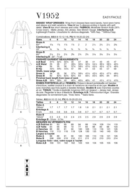 V1952 Misses' Wrap Dresses (16-18-20-22-24) - Image 2