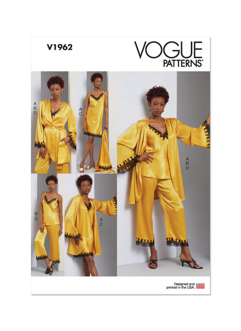 V1962 Misses' Robe, Camisole, Slip Dress and Pants (16-18-20-22-24)