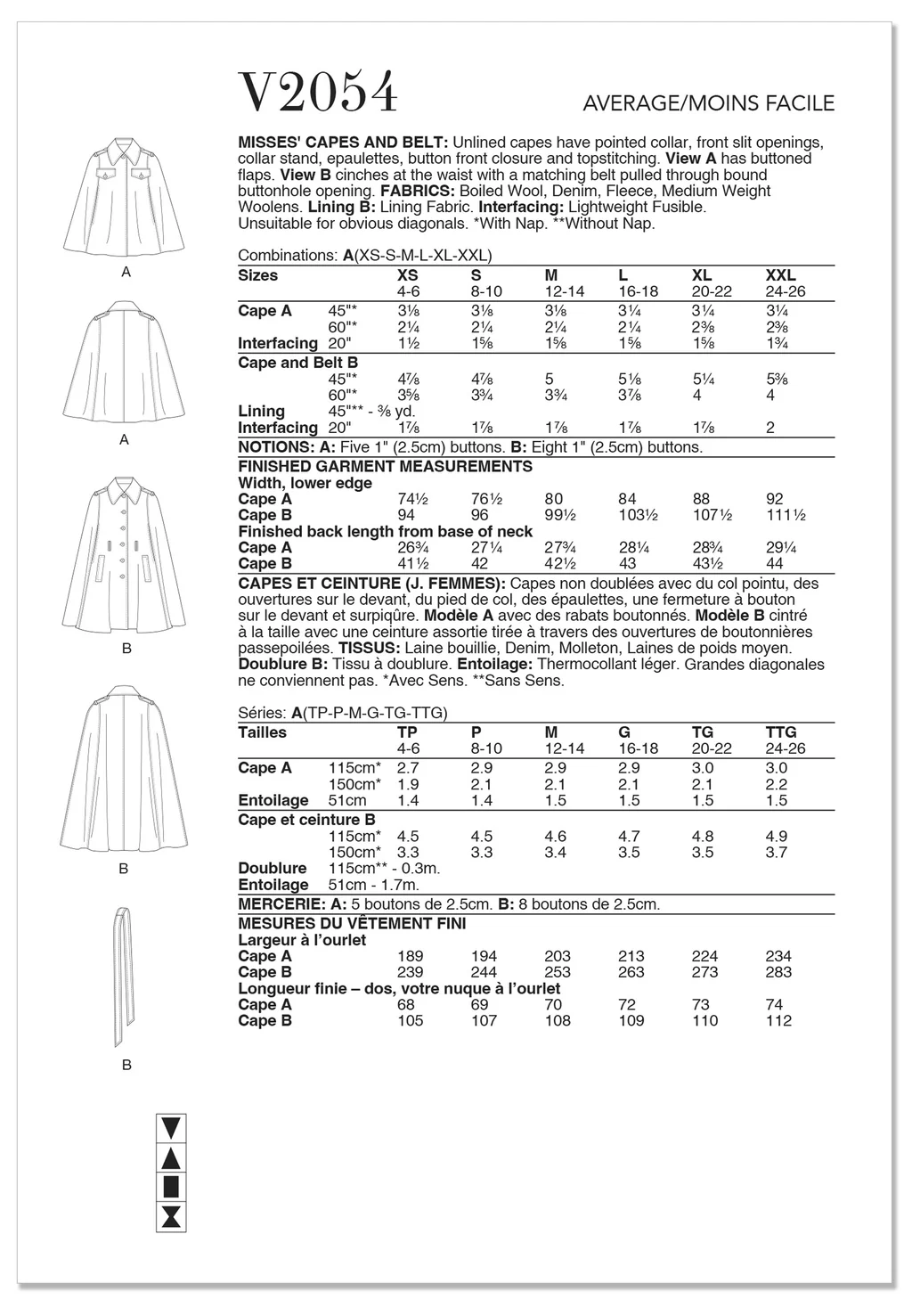 Vogue - V2054 MISSES' CAPES AND BELT - Image 2