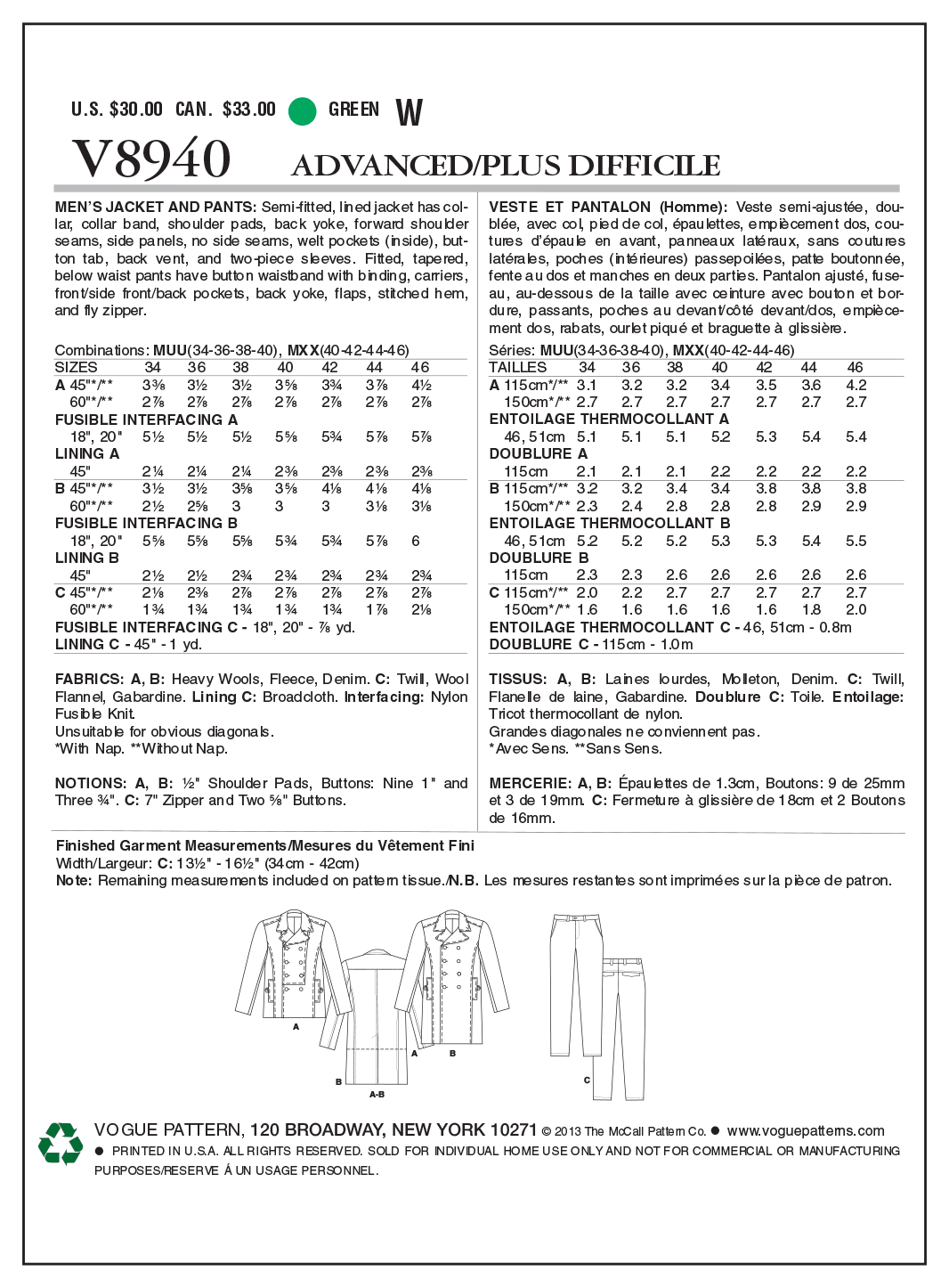 V8940 Men's Jacket and Pants - Mens - Image 6