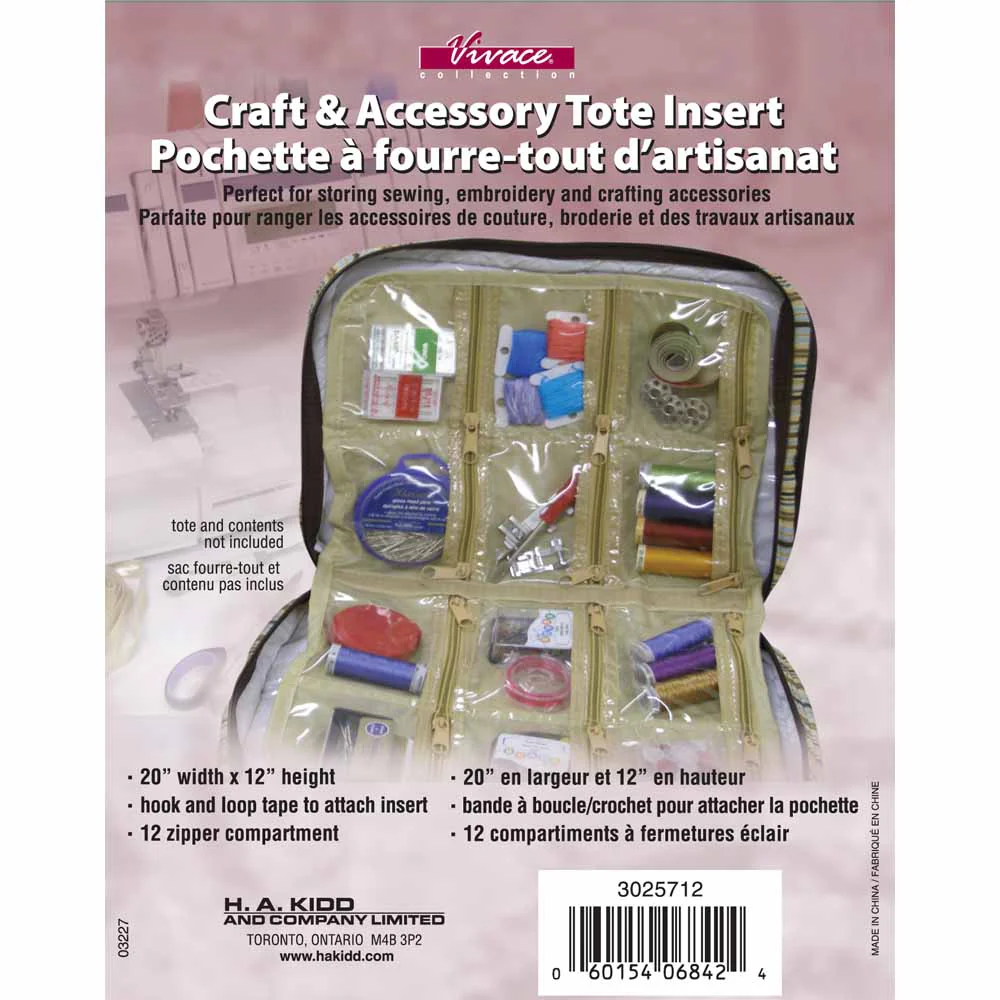 VIVACE Craft Tote Inserts - 12 Pockets Beige - 30 x 51cm (12" x 20")