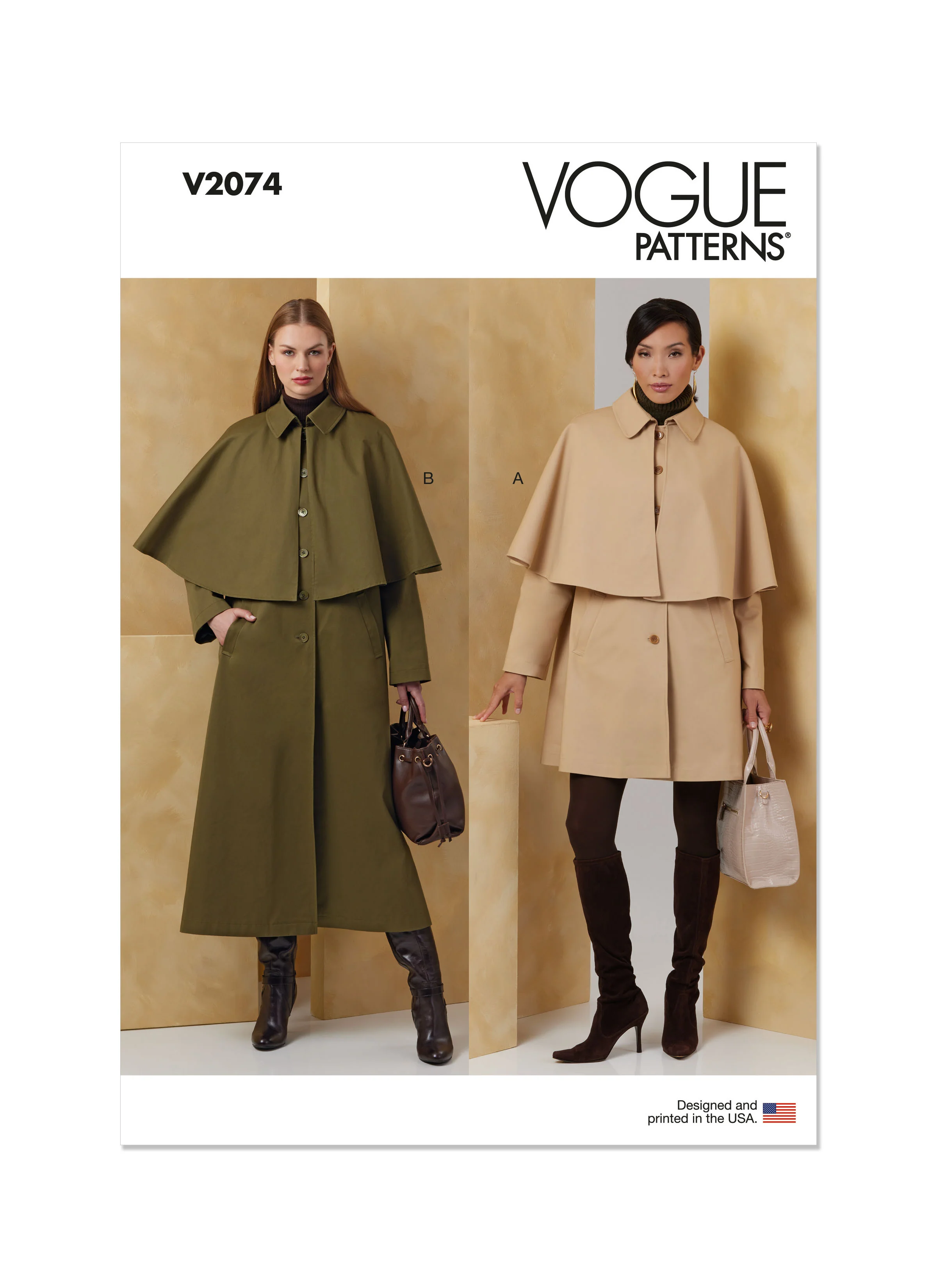 Vogue - V2074 MISSES' CAPE COAT IN TWO LENGTHS