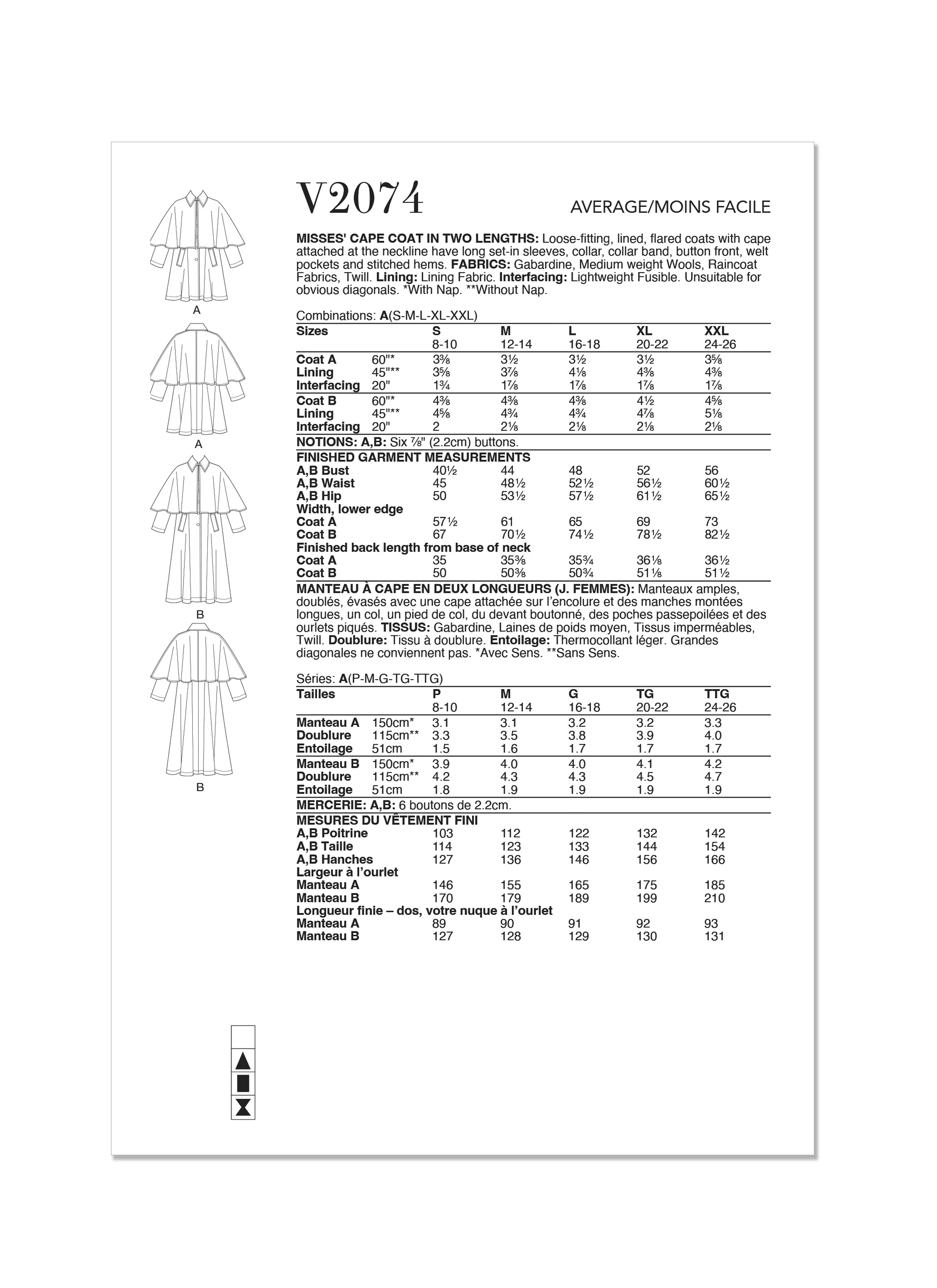 Vogue - V2074 MISSES' CAPE COAT IN TWO LENGTHS - Image 2