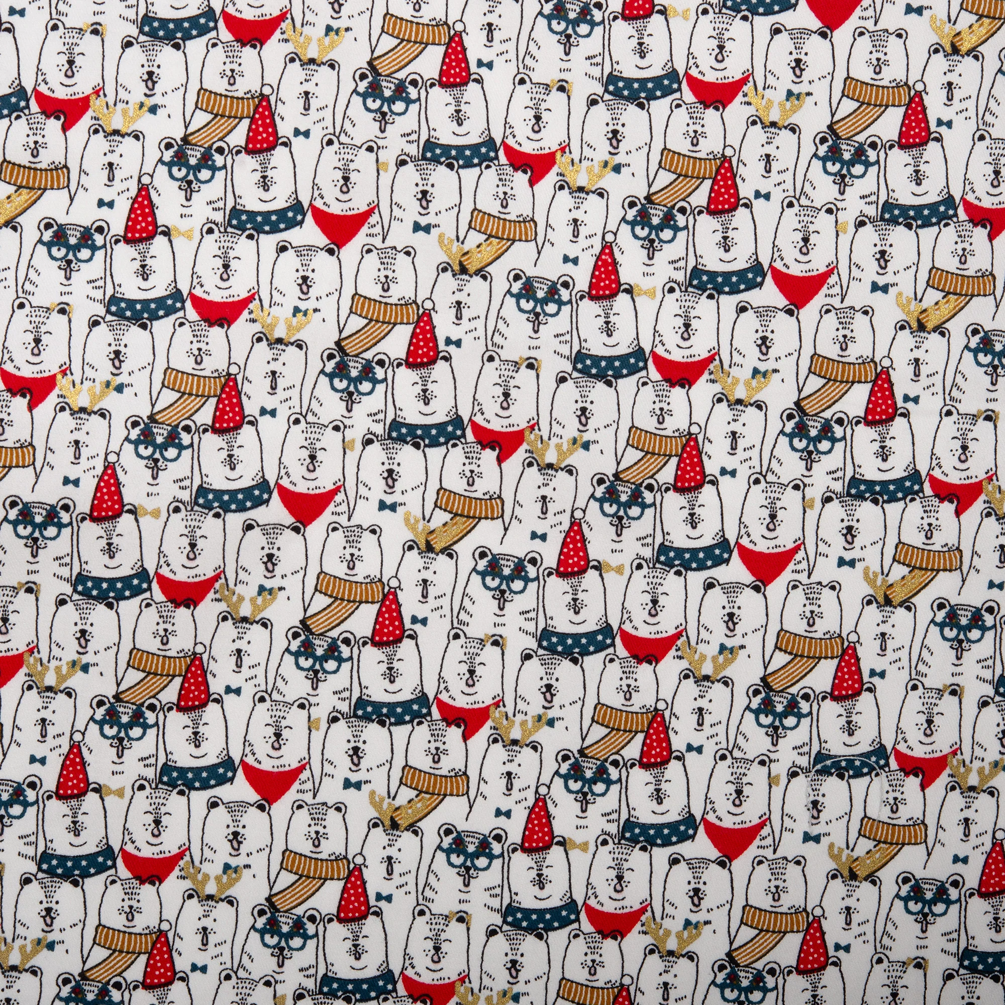 Wide Printed Flannelette - MOLLY - Bears - White