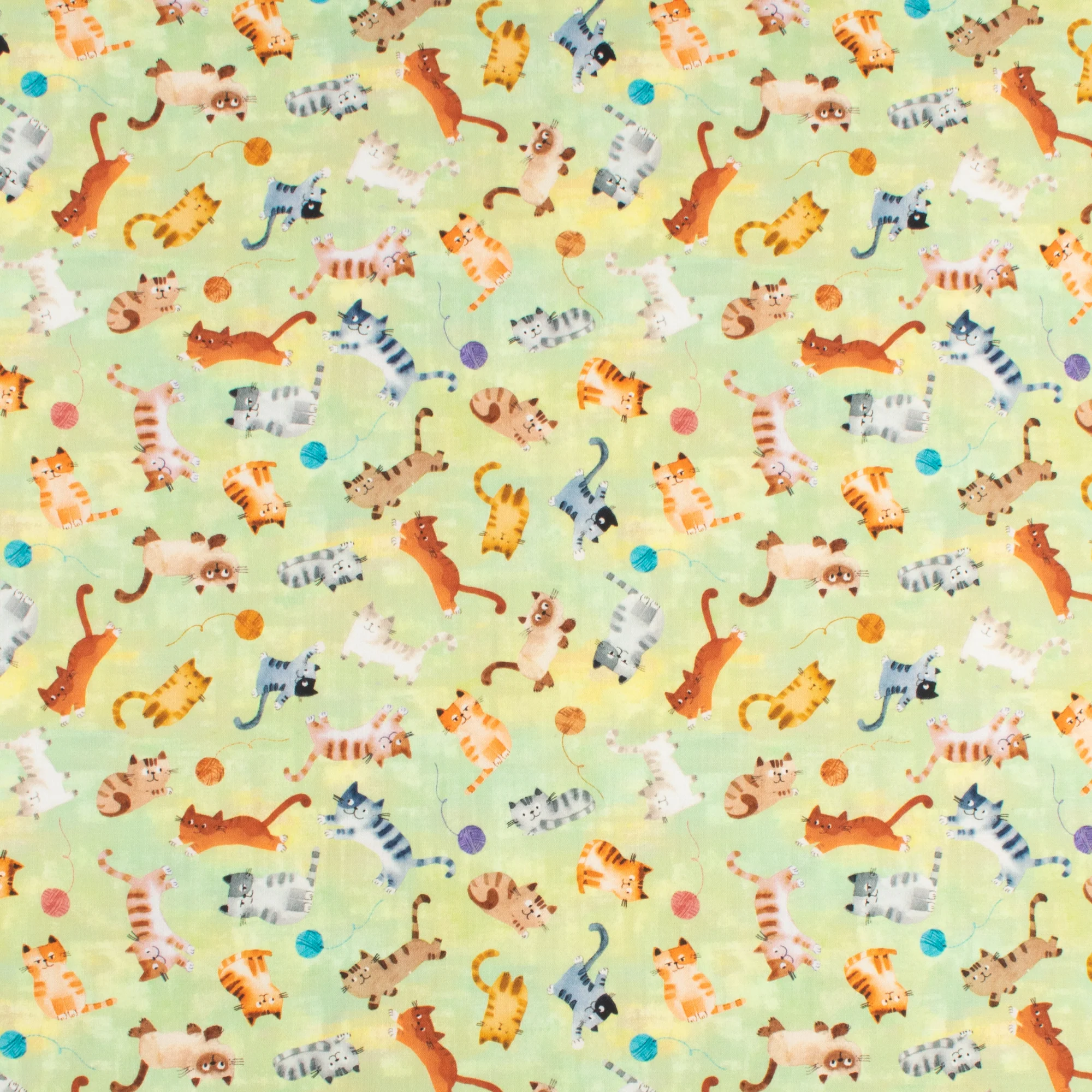 Windham Fabrics - Printed Cotton - CATS AROUND TOWN - 002 - Light Green