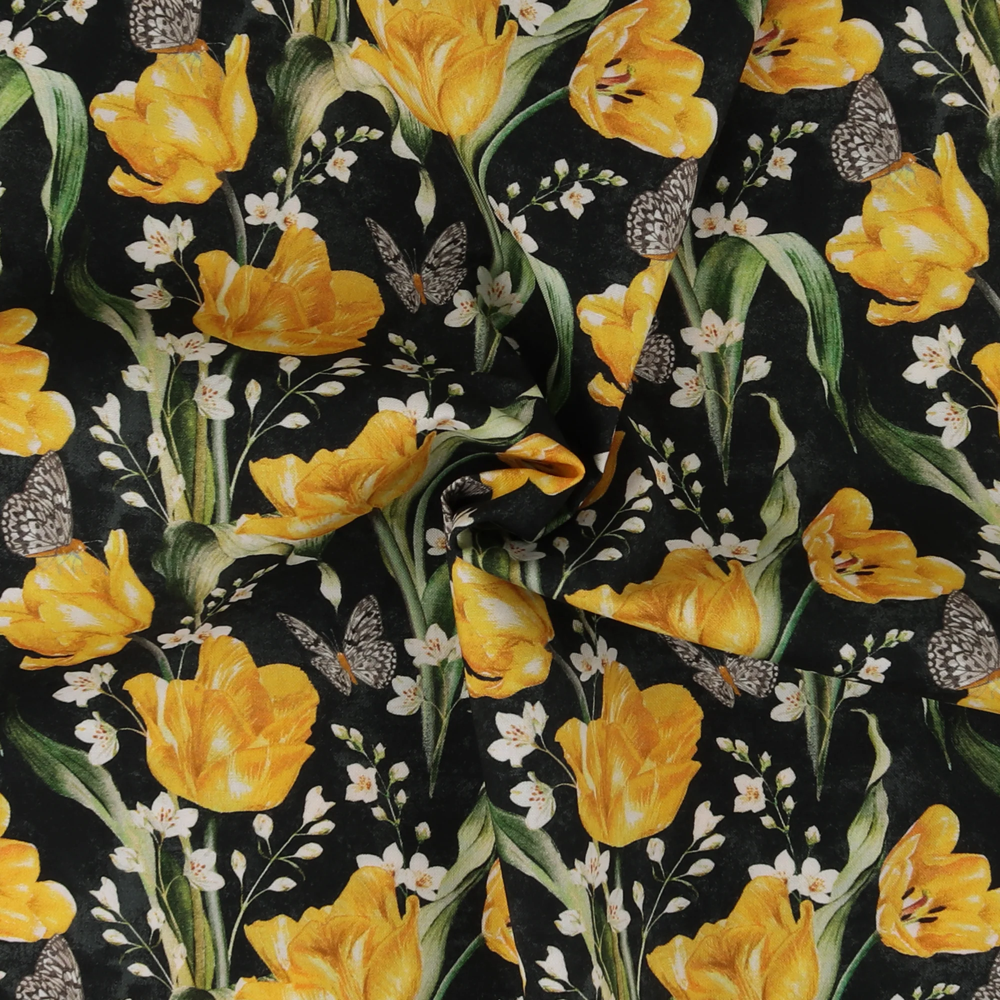 Windham Fabrics - Printed Cotton -TULIP FIELDS - 007 - Black - Image 2