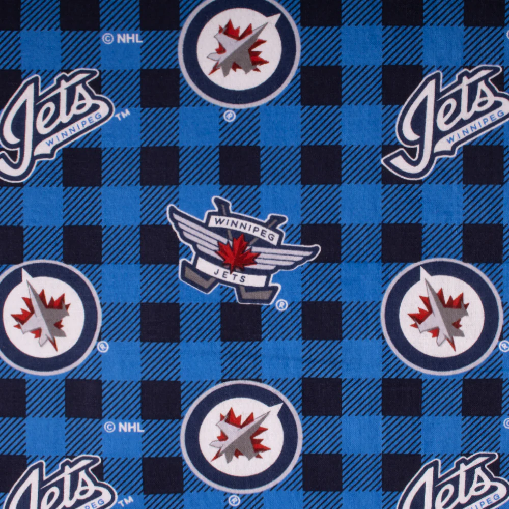 Winnipeg Jets - NHL Cotton Print - Plaids - Blue