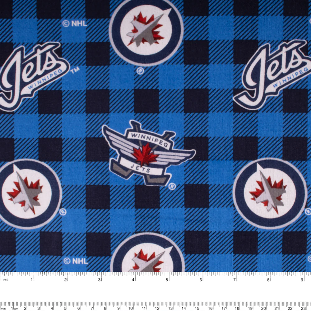 Winnipeg Jets - NHL Cotton Print - Plaids - Blue - Image 2